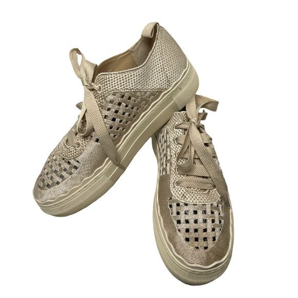 Vince Camuto Jamminna Woven Platform Sneakers Bone Women's Size 6M - Picture 1 of 8